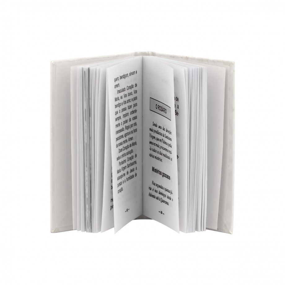 missal cruz livro de oracao branco aberto com paginas impressas e capa simples Topazio 1874