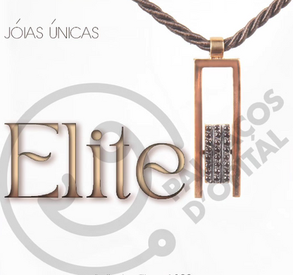 colar dos sorrisos exclusivo ELITE colar elegante em metal dourado com pingente retangular e pedras brilhantes