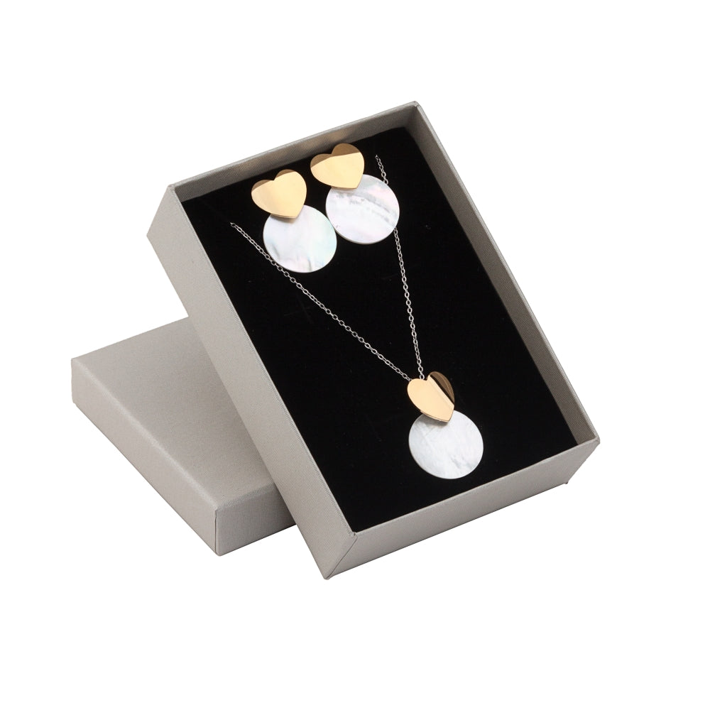 Set of 2 steel jewelry - Heart with medal