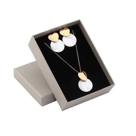 Set of 2 steel jewelry - Heart with medal