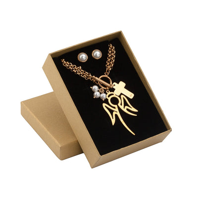 Set of 2 steel jewelry - Angel and Cross