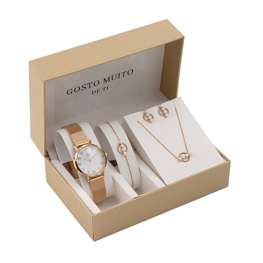 Steel jewelry set - "I really like you" - Pearls 3