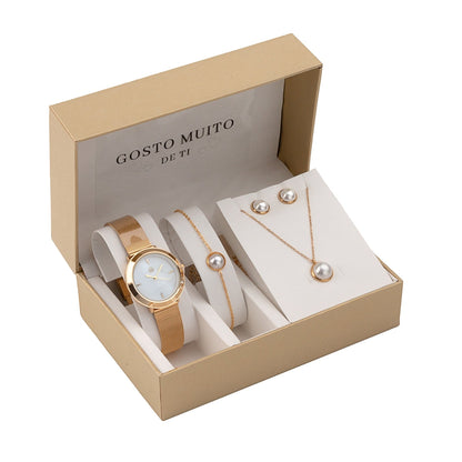 Steel jewelry set - "I Love You" - Pearls