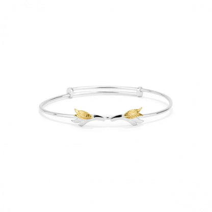 pulseira guardian feminina em prata com detalhes de asas douradas design bangle fino Carmo Joalheiros