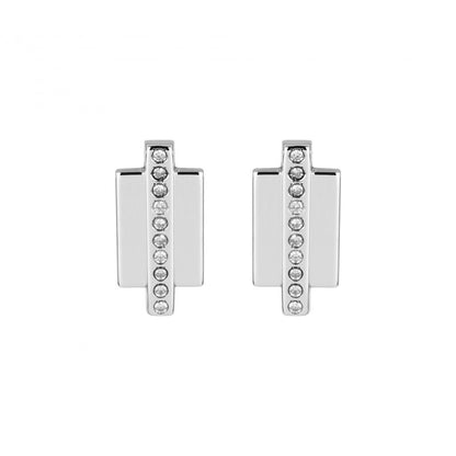 Brincos inca femininos Carmo Joalheiros em prata retangulares com fila de zircónias brilhantes