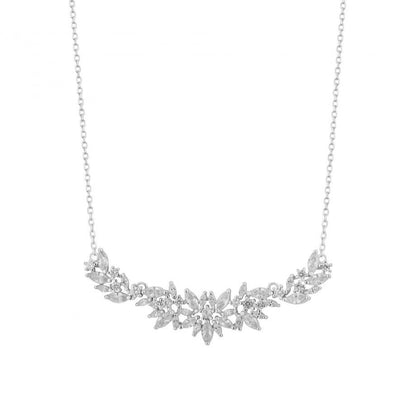 Colar pedra zircônia feminino Topázio 1874 em prata com design floral e corrente delicada