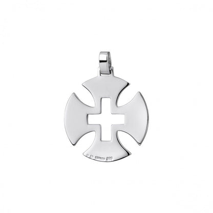 Pingente cruz de malta prata polida com recorte central e argola elegante Topázio 1874