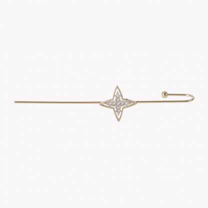 brinco ear cuff estrela aço inox. Carmo Joalheiros ear cuff fino em acabamento dourado com estrela cravejada de zircônia