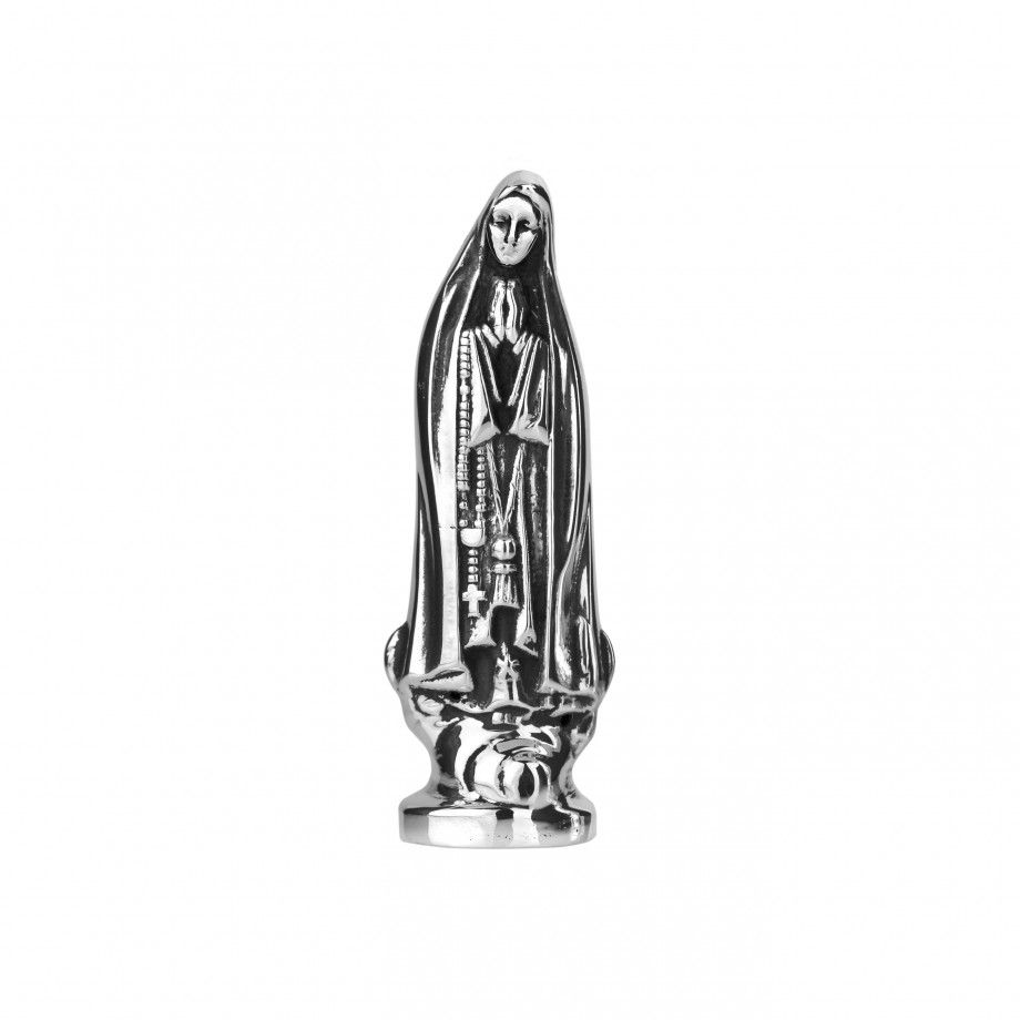 bibelot nossa senhora de fátima em prata polida Carmo Joalheiros estatueta religiosa pequena para prateleira ou lembranca