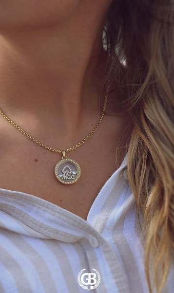 Colar de aço redondo berloques - MÃE - Terra de Estrelas