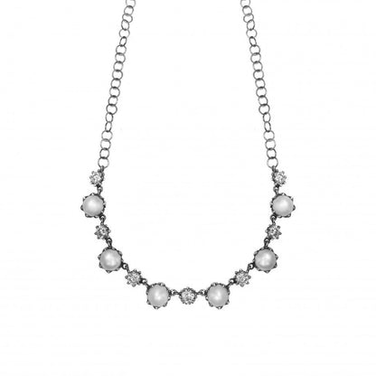 Carmo Joalheiros colar special moments em prata com perolas e cristais brilhantes corrente ajustavel