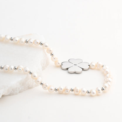 Clover pearl steel necklace