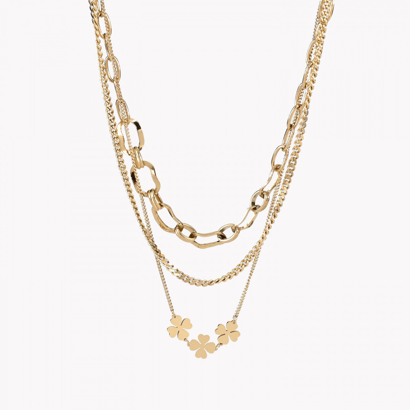 Pack of 3 steel shamrock necklaces 