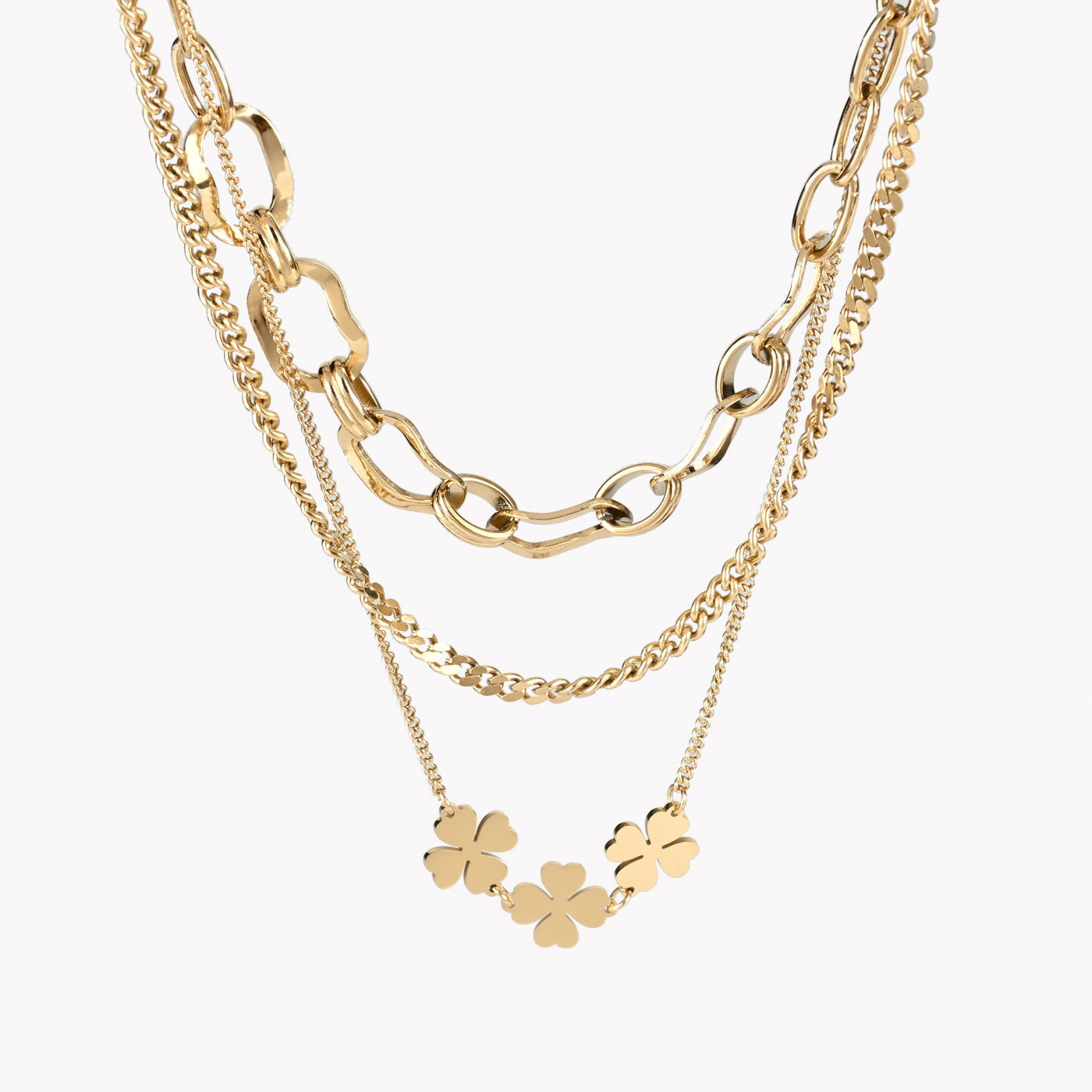 Pack of 3 steel shamrock necklaces 