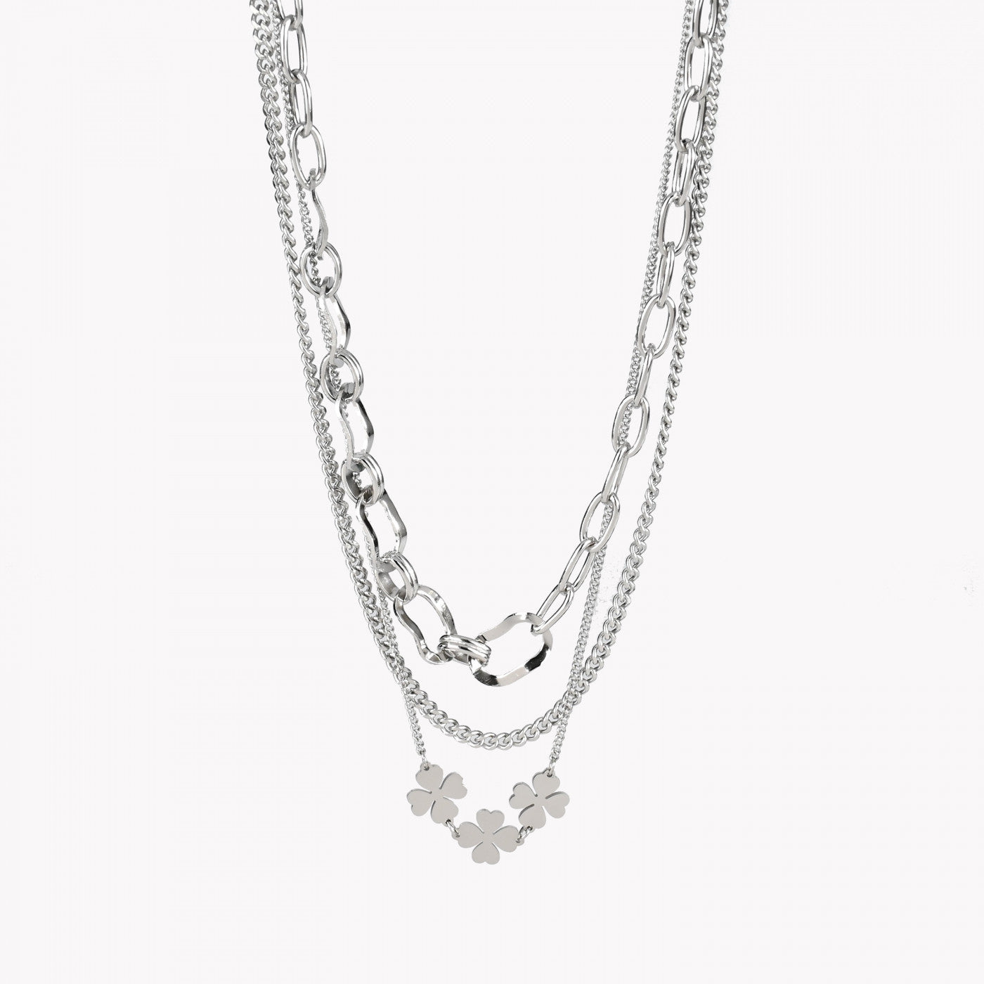 Pack of 3 steel shamrock necklaces 