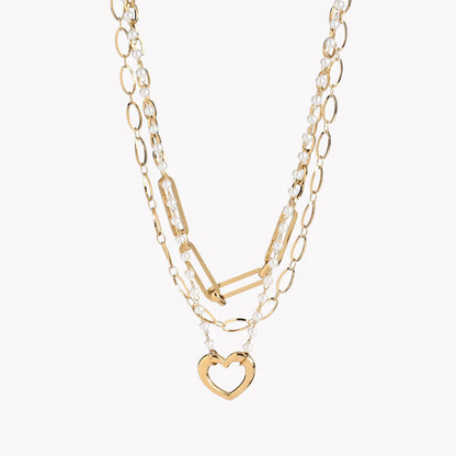 Pack of 3 steel heart necklaces 