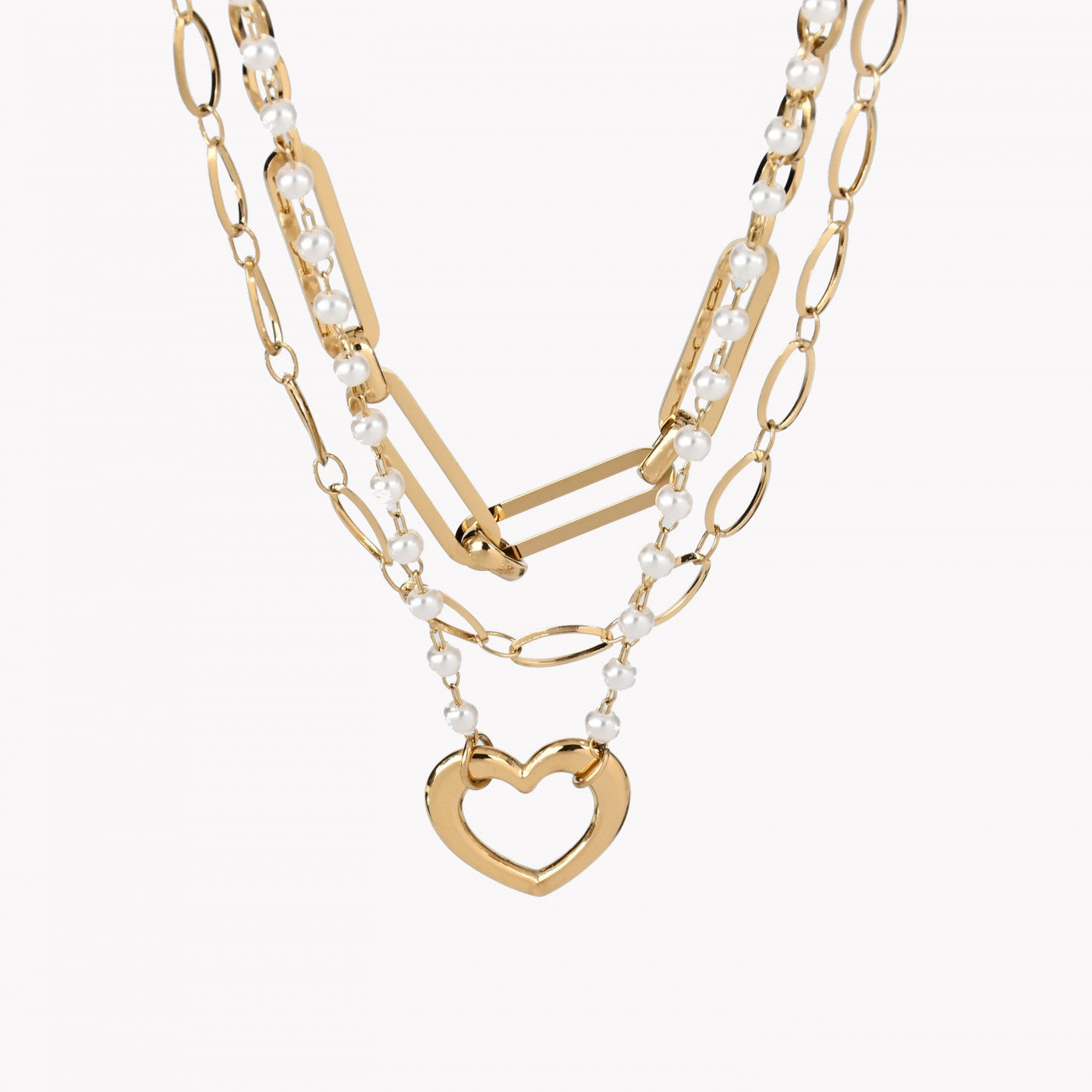 Pack of 3 steel heart necklaces 