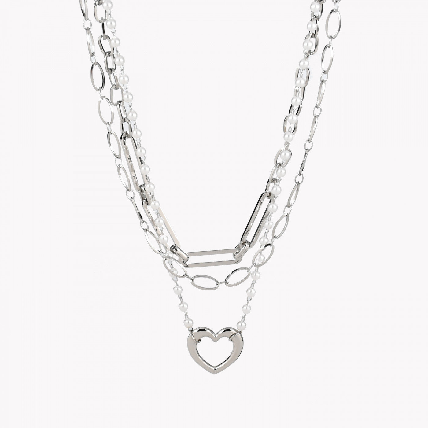 Pack of 3 steel heart necklaces 