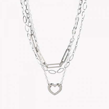 Pack of 3 steel heart necklaces 