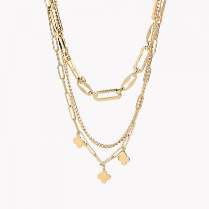 Pack of 3 steel flower necklaces 