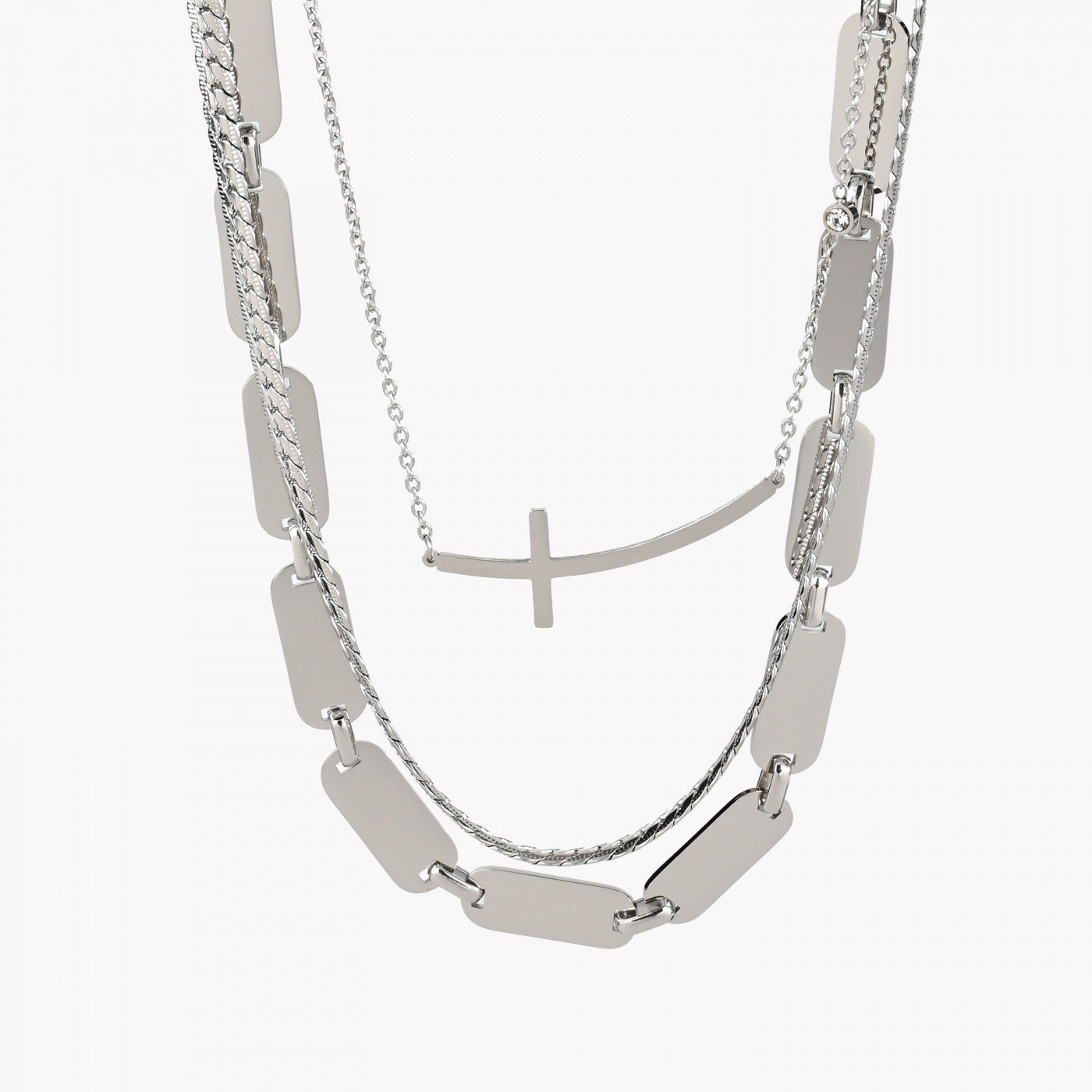 Pack of 3 steel cross necklaces 