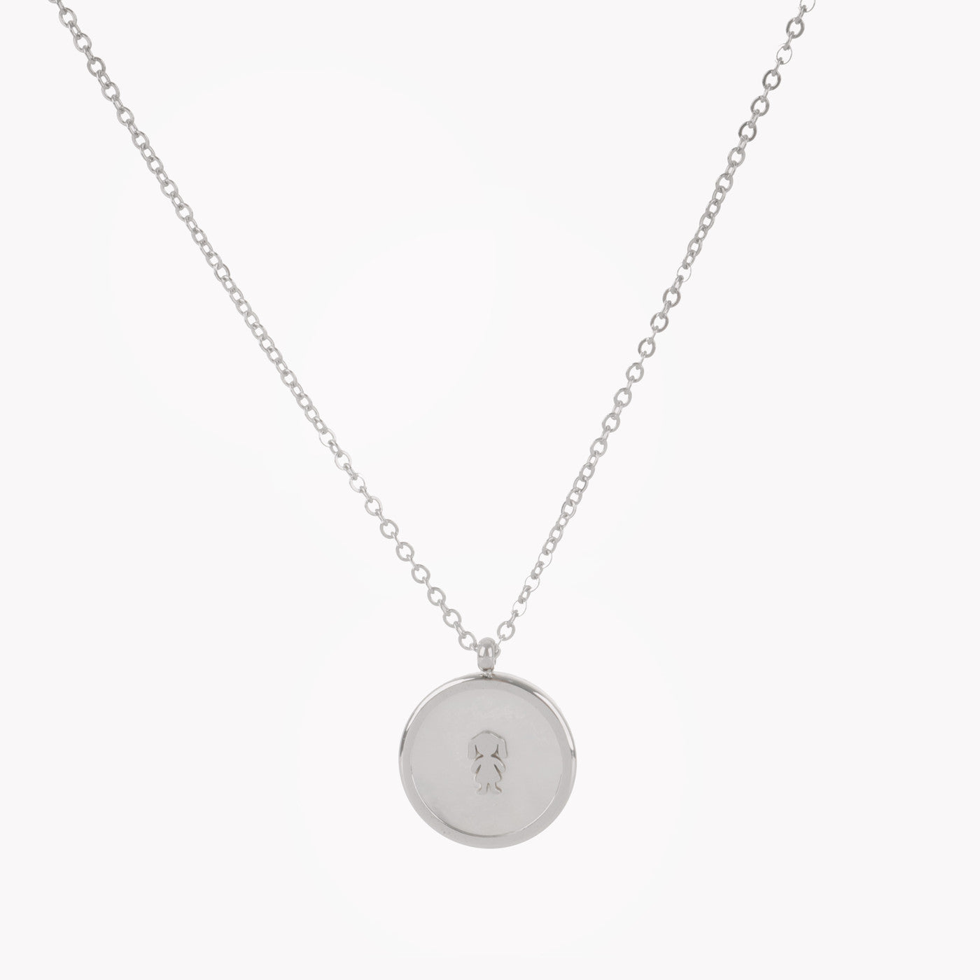 Steel necklace with mother of pearl and 1 girl