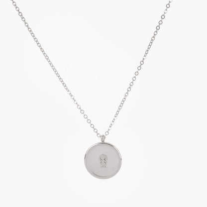 Steel necklace with mother of pearl and 1 girl