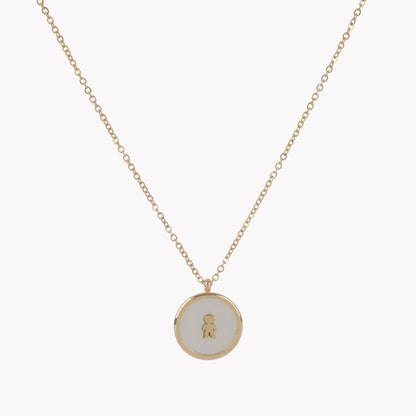 Steel necklace with mother of pearl and 1 boy