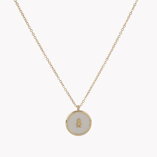 Steel necklace with mother of pearl and 1 boy