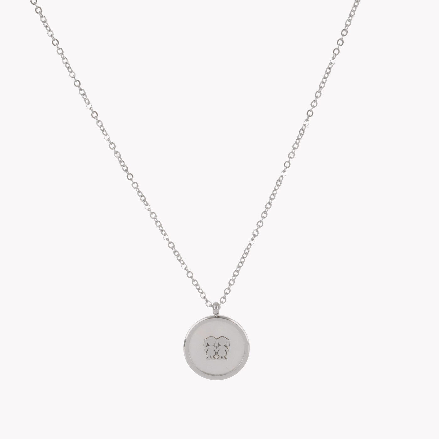 Steel necklace with mother of pearl for two girls