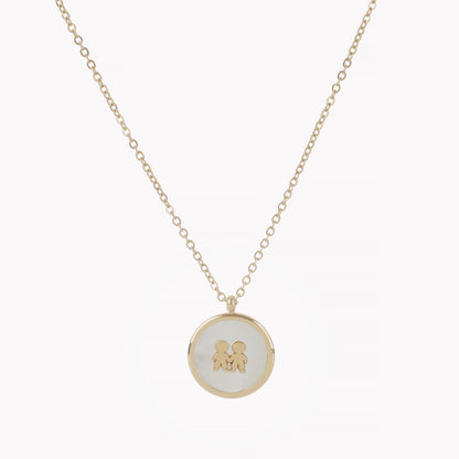 Two boys steel necklace with mother of pearl