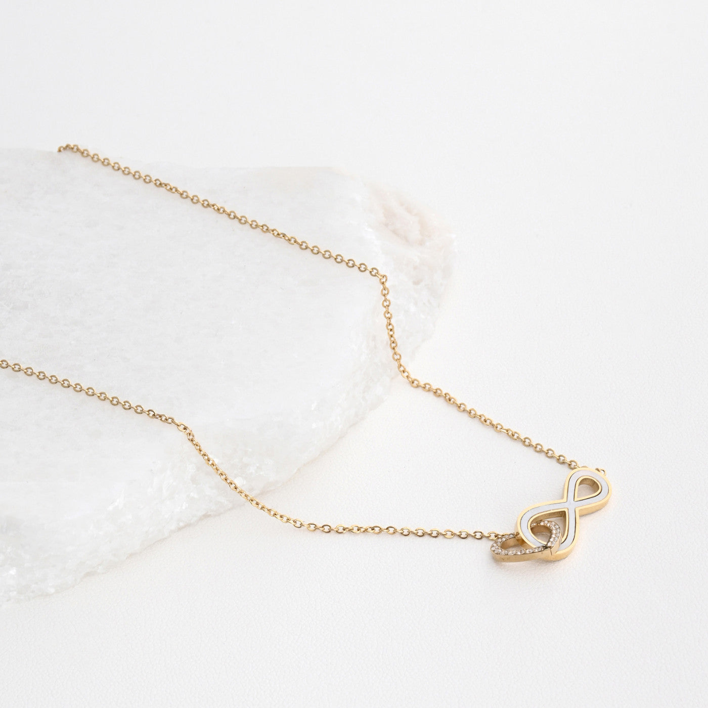 Heart and infinity steel necklace 