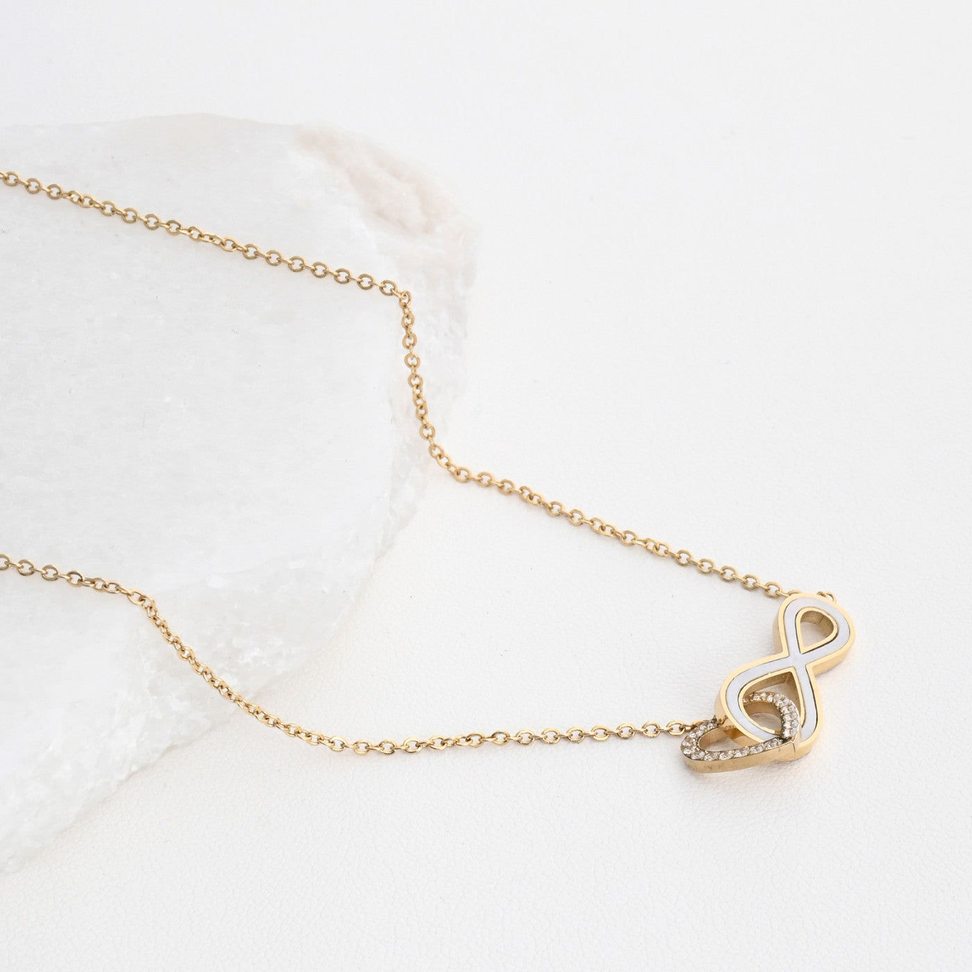 Heart and infinity steel necklace 