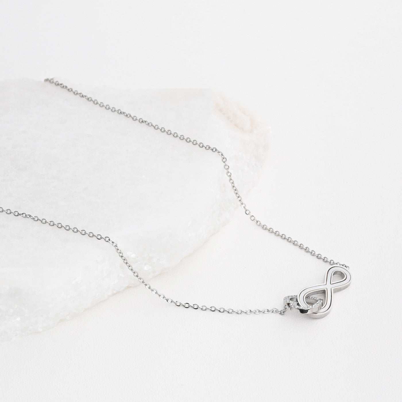 Heart and infinity steel necklace 