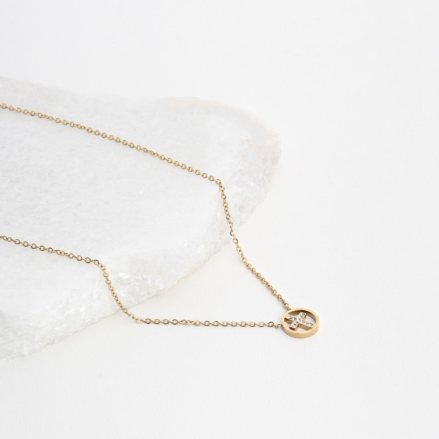 Steel cross necklace with diamonds 