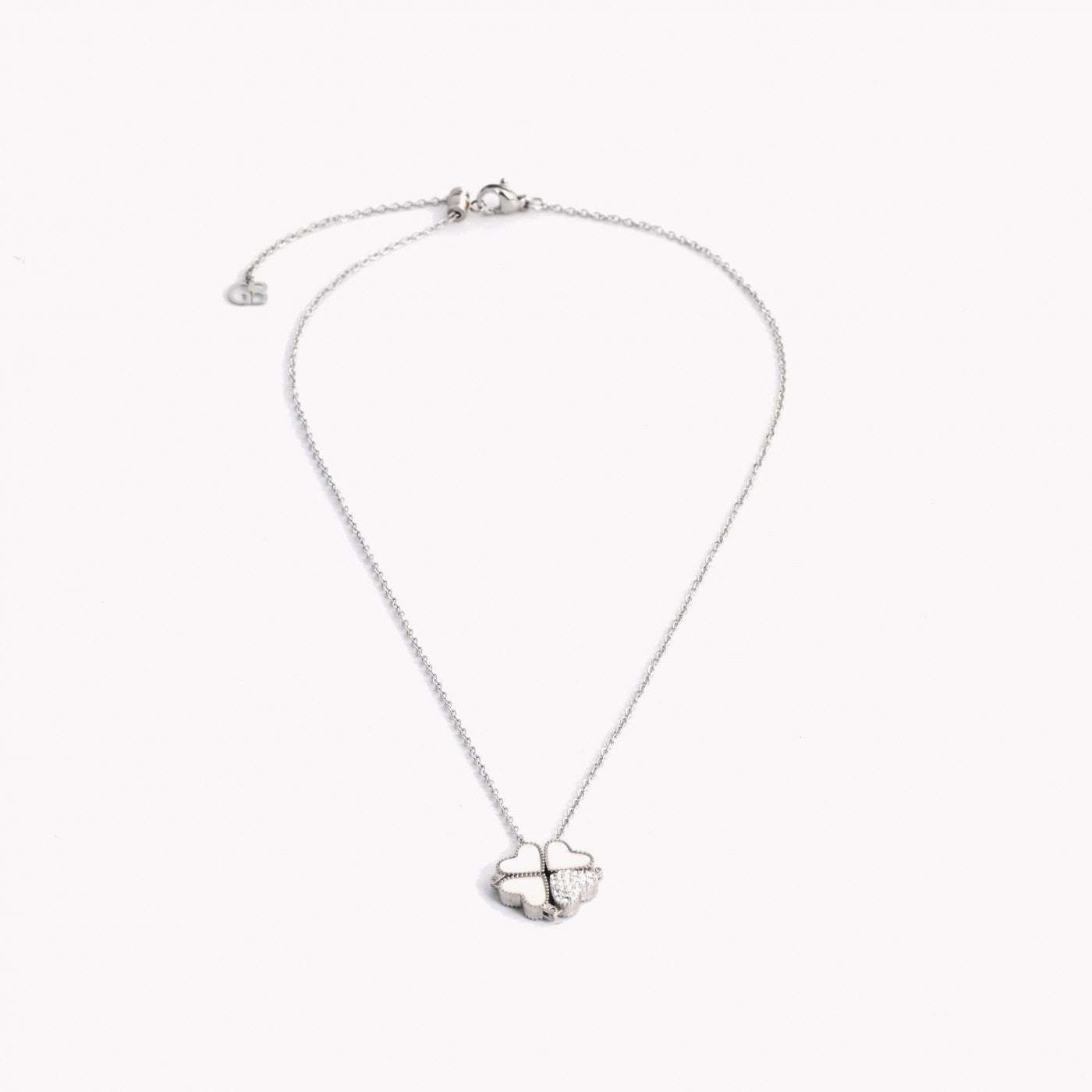 Steel shamrock and heart necklace - 2 in 1