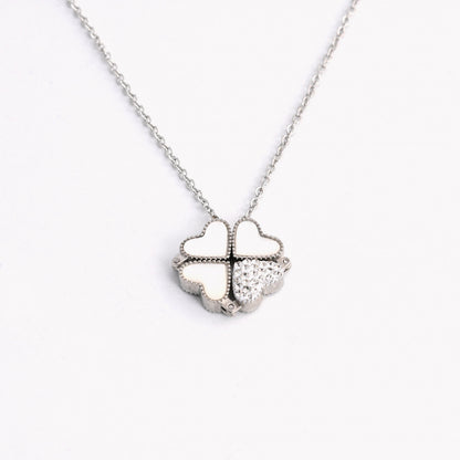 Steel shamrock and heart necklace - 2 in 1