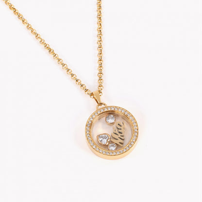 Colar de aço redondo berloques - MÃE - Terra de Estrelas