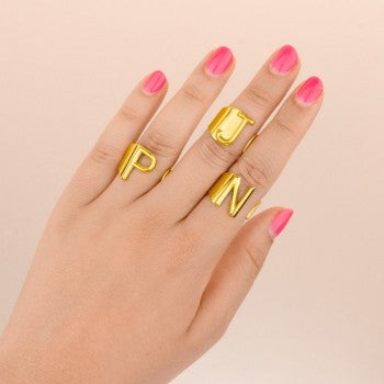 Anel de Aço com Letra Inicial Carmo Joalheiros