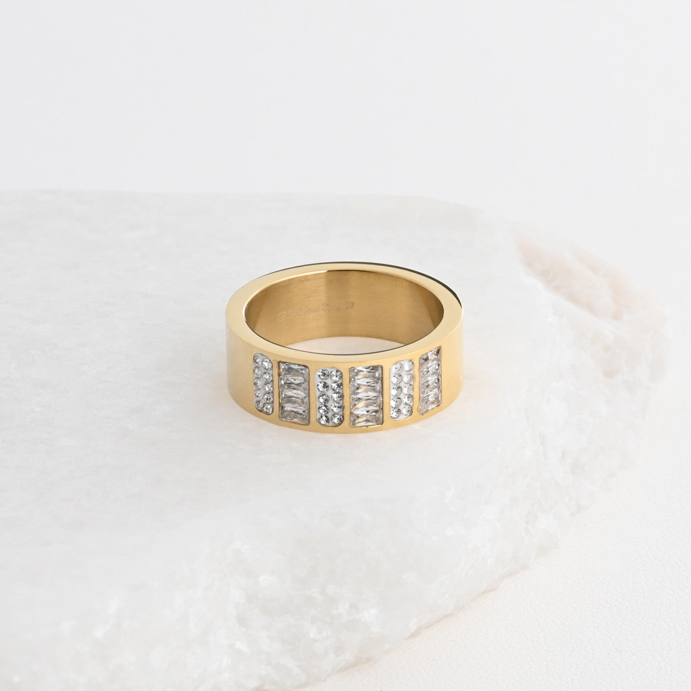 Steel ring with diamonds