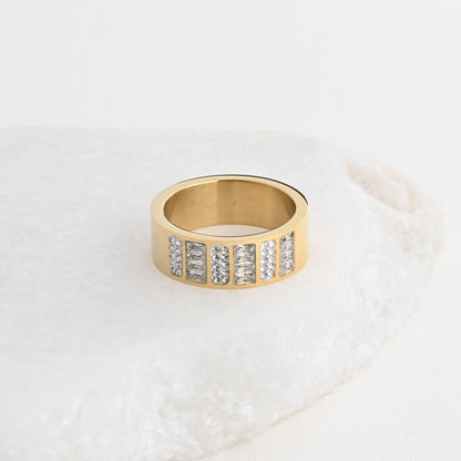 Steel ring with diamonds