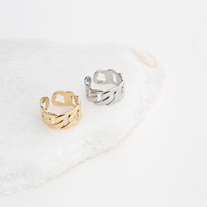 Anel ajustável aço corrente - Terra de Estrelas