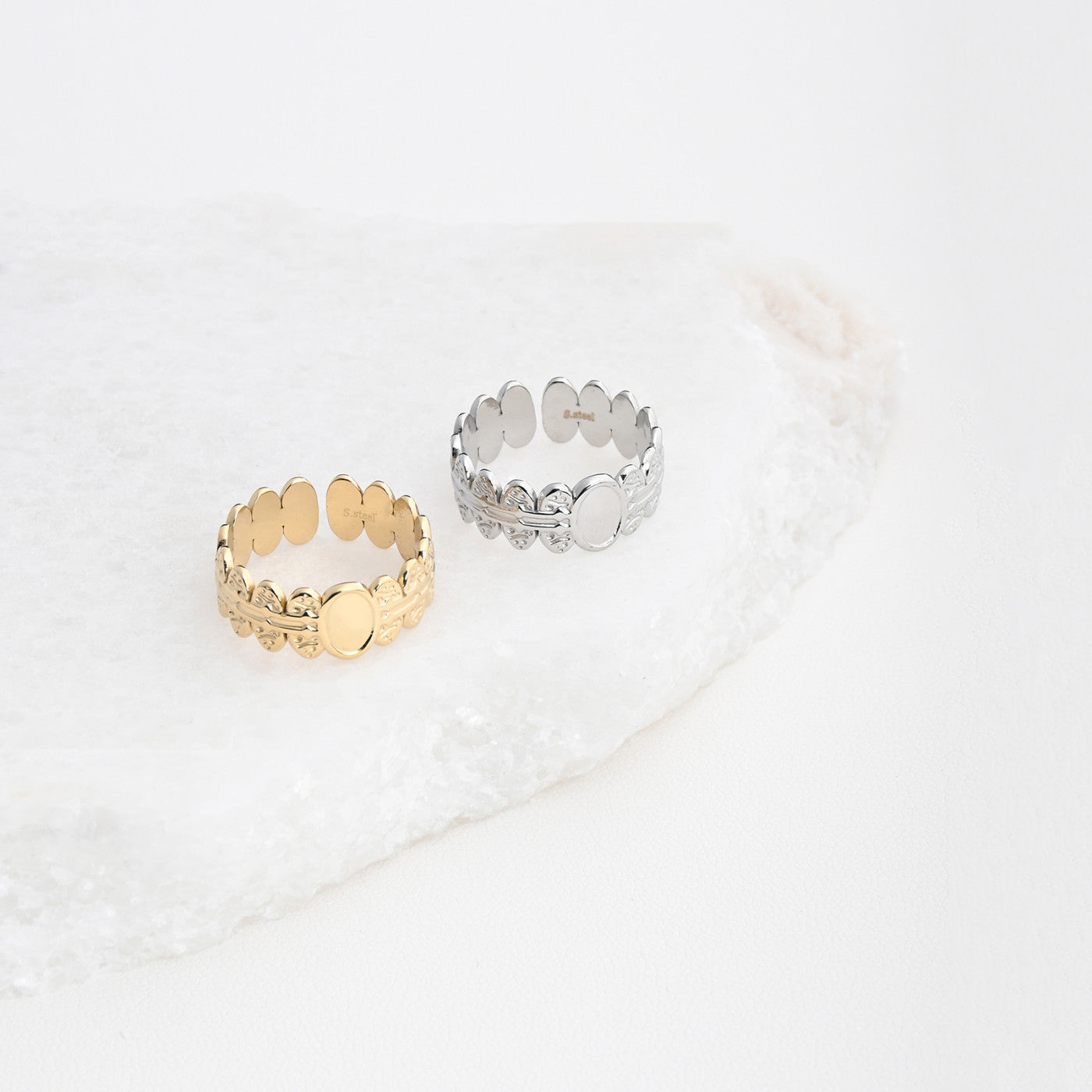 Anel ajustável aço simples largo - Terra de Estrelas