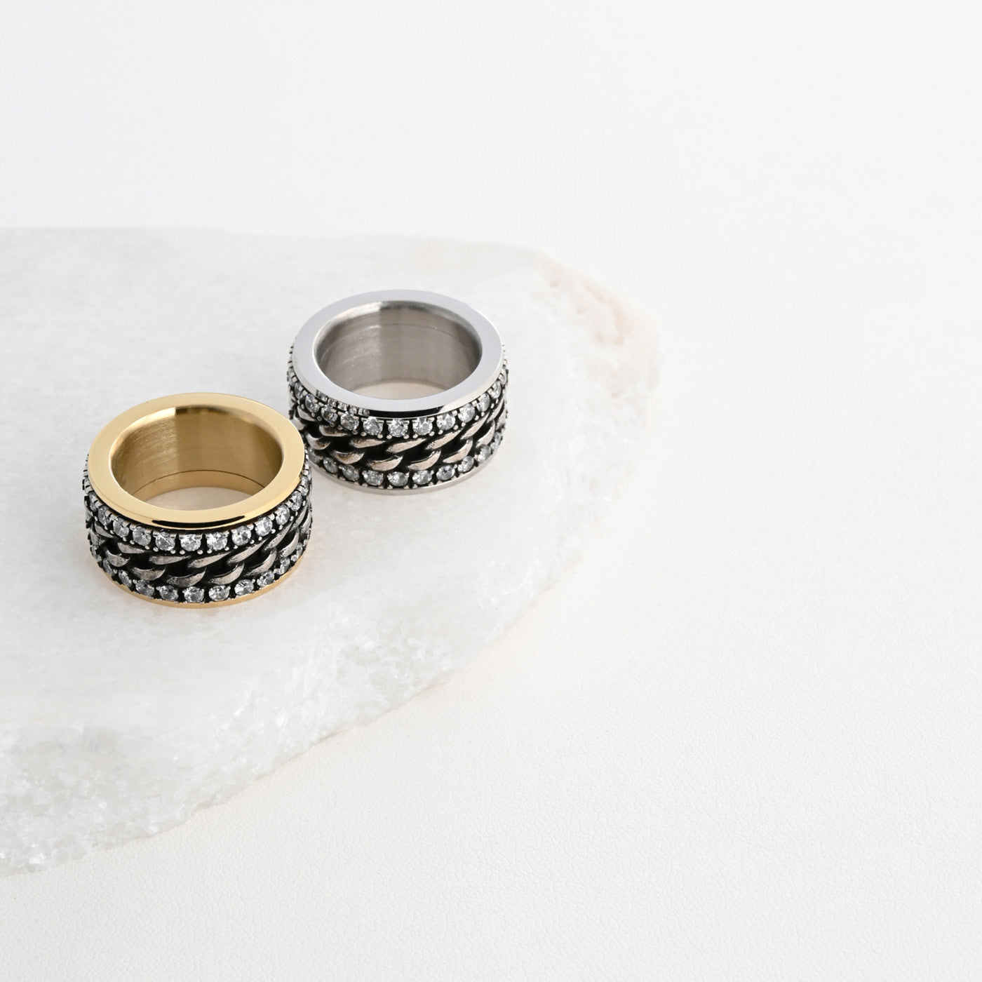 Double shiny steel ring