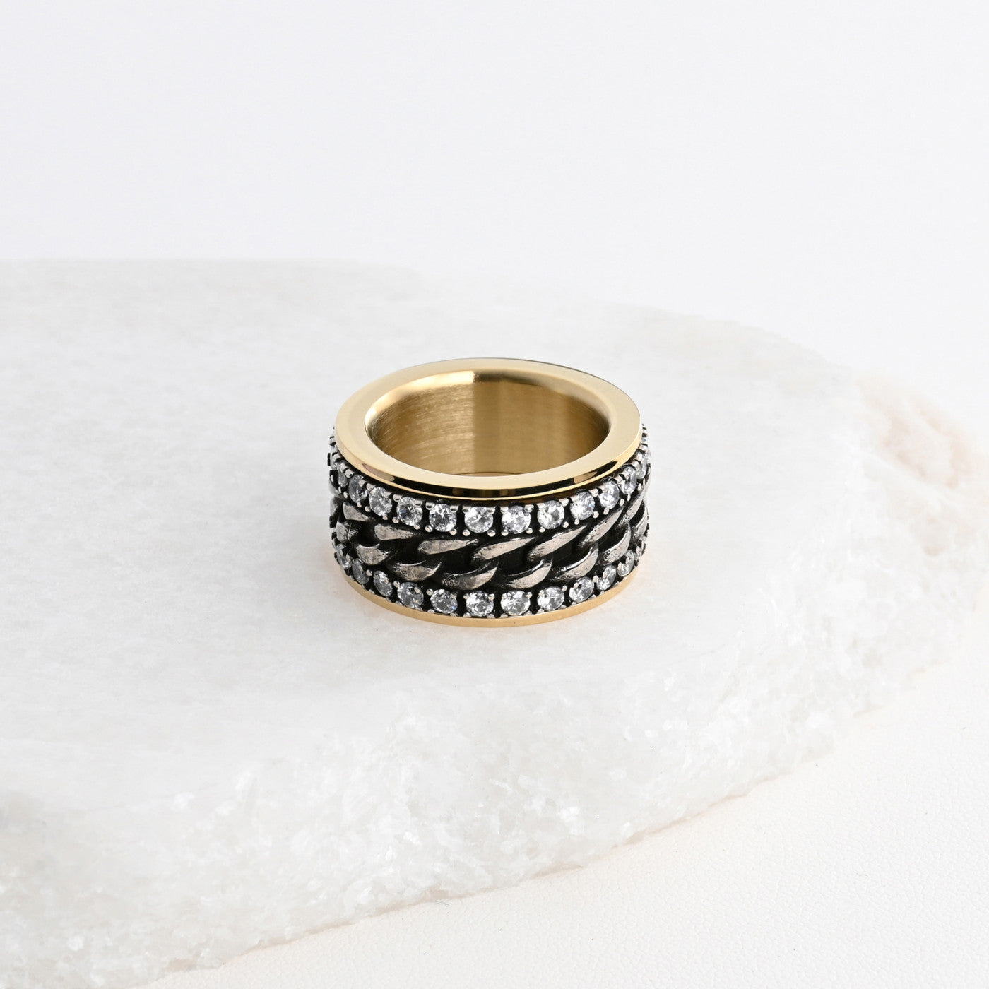 Double shiny steel ring