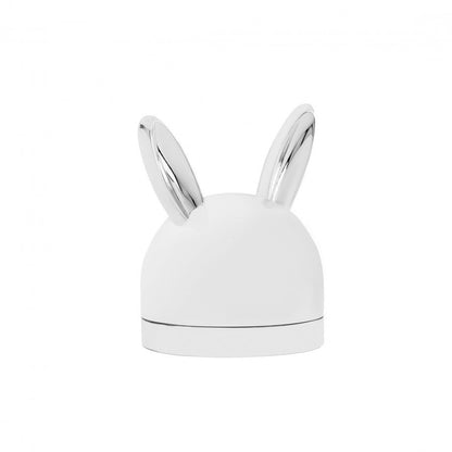 caixa de lembrança bebê coelho Carmo Joalheiros em metal com acabamento branco e orelhas prateadas