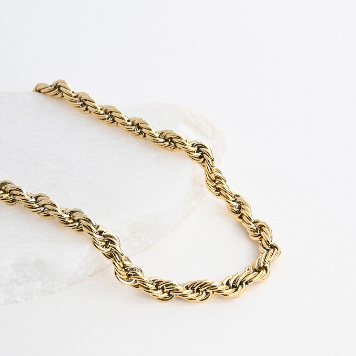 Thick braided mesh steel necklace