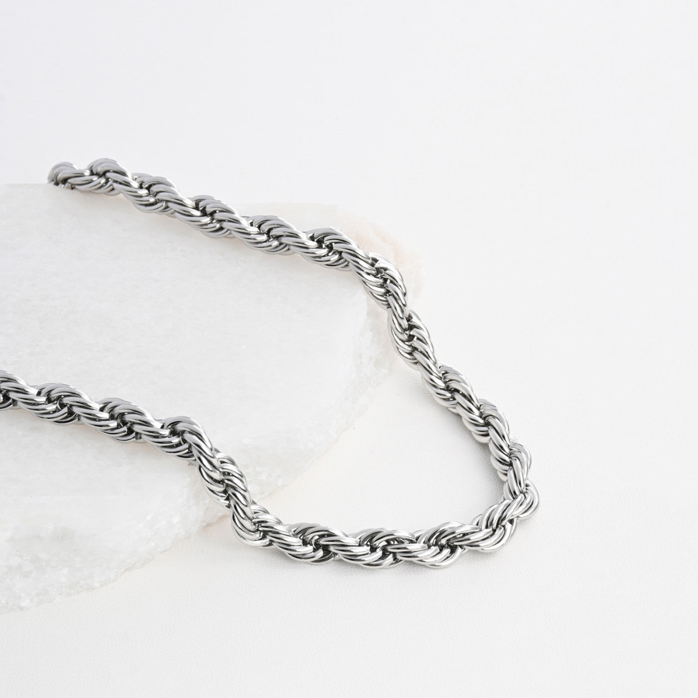 Thick braided mesh steel necklace