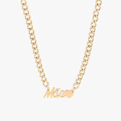 Steel necklace with the word MOTHER