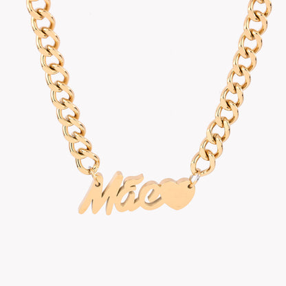 Steel necklace with the word MOTHER